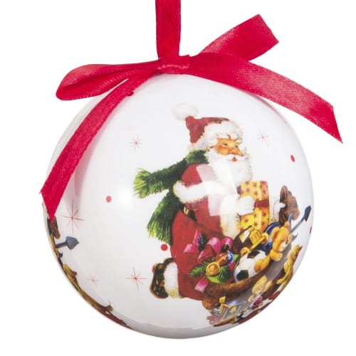 Boule De Noël à Nœud Rouge Imprimé Père Noël