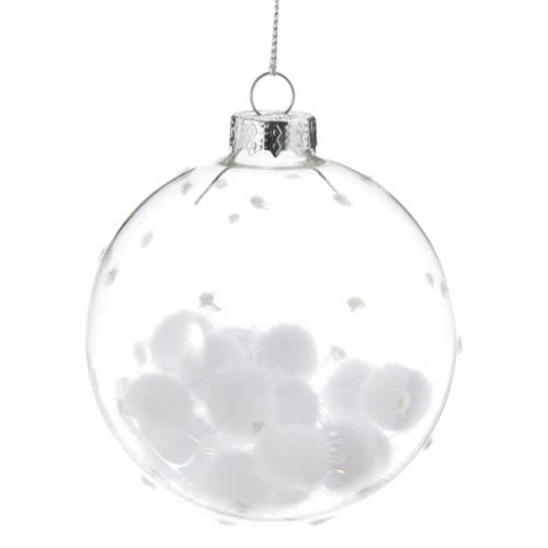 Boule De Noël En Verre Avec Flocons Blancs Irisés