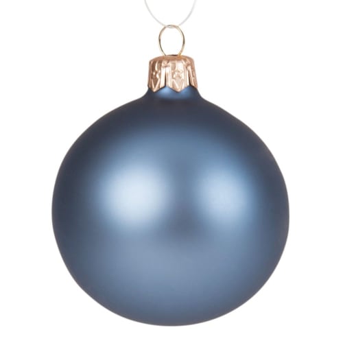 Boule de Noël en verre bleu mat - Lot de 12