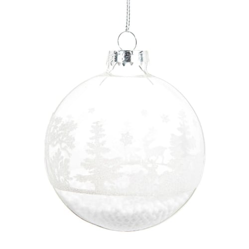 Boule de Noël en verre motif forêt enneigée - Lot de 6