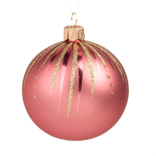 Boule De Noël En Verre Rose Et Doré