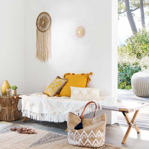 Brandina In Legno Di Acacia E Tessuto Color Talpa 195 Cm Selous Maisons Du Monde