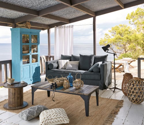 Brandina In Legno Di Acacia E Tessuto Color Talpa 195 Cm Selous Maisons Du Monde