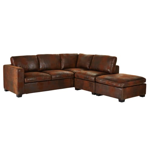Brown 5 Seater Microsuede Right Hand Corner Sofa Bed Kennedy Brown 5 Seater Microsuede Right Hand