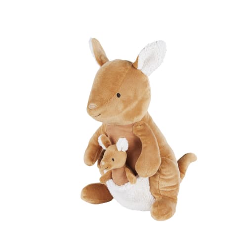 Brown and beige kangaroo baby cuddly toy