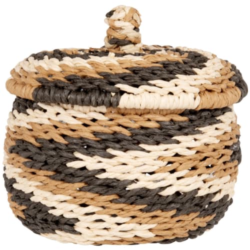 Brown and beige rope cutlery basket
