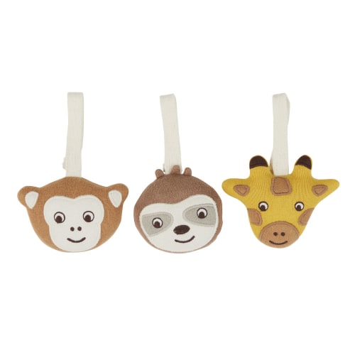 Kids Early learning toys | Brown, ecru and caramel hanging baby activity toys (x3) - VK06509