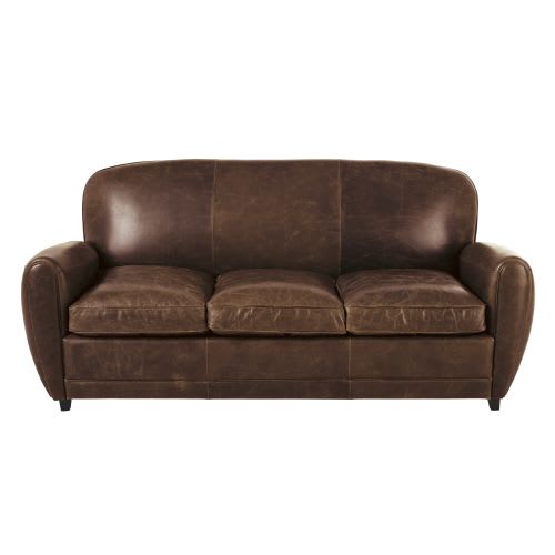 Brown Vintage 3 Seater Leather Sofa Bed