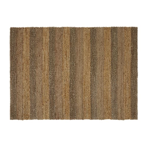Bruin en beige handgeweven tapijt van jute en katoen 140 x 200 cm