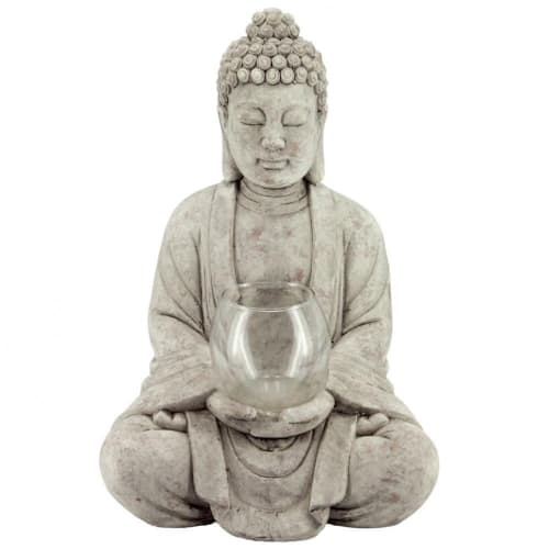 Dekoration Kerzenständer | Buddha mit Glas - EB26439