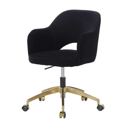 Sofas und sessel Sessel | Bürostuhl mit Rollen mit Baumwollsamtbezug, schwarz - BE99589
