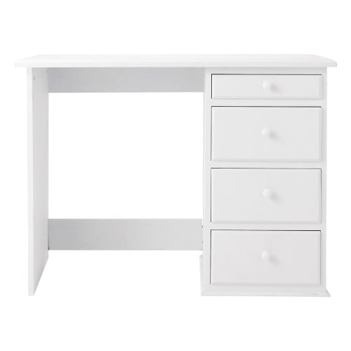 Meubles Bureaux et meubles secrétaires | Bureau 4 tiroirs blanc - NR14935