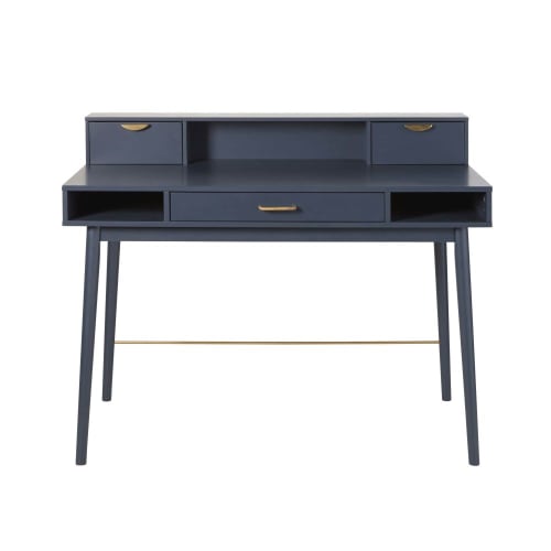 Meubles Bureaux et meubles secrétaires | Bureau vintage 3 tiroirs bleu foncé - ET20731