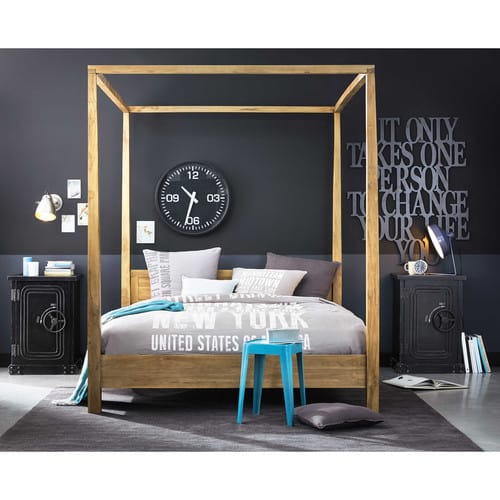 Meuble Coffre Fort Maison Du Monde Cabinet de rangement coffre-fort en bois noir effet vieilli L 53 cm