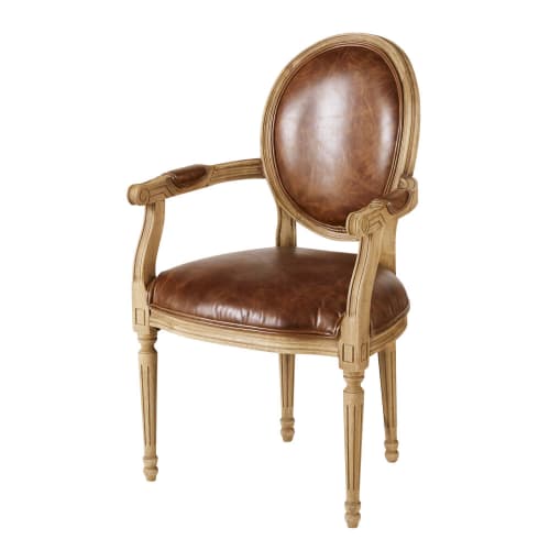 Sofas und sessel Sessel | Cabriolet-Sessel aus braunem Leder in Alt-Optik - BT05202