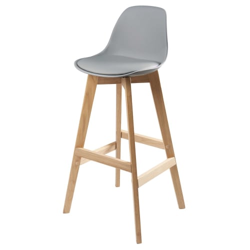 Cadeira alta escandinava de madeira de carvalho cinzenta