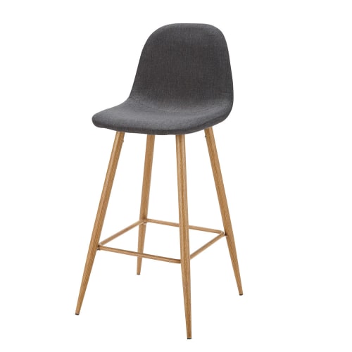 Cadeira alta vintage de tecido cinzento-antracite H72