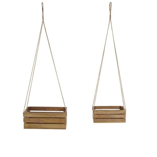 Déco Porte-revues et caisses | Cagettes suspendues en bois de manguier (x2) - RC78438