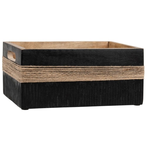 Déco Porte-revues et caisses | Caisse en bois de manguier massif noir - LD46851