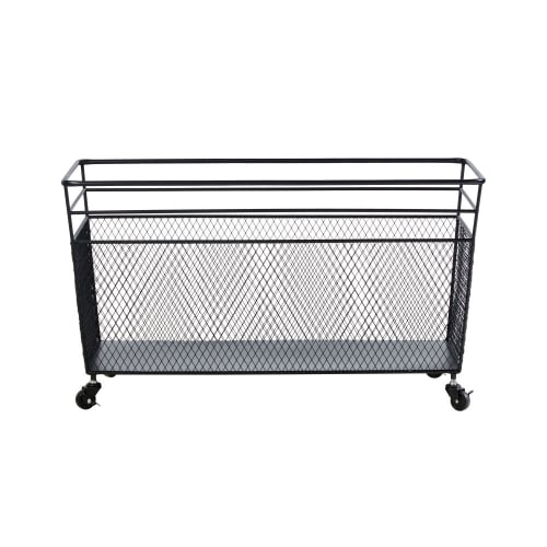 Caja de almacenamiento industrial de metal negro con ruedas 80 x 45