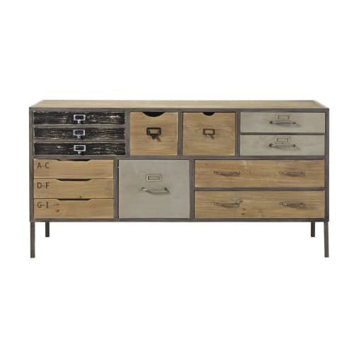 Cajonera industrial de abeto y metal con 13 cajones Jonas | Maisons du