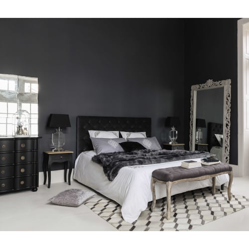 Cama Acolchada Con Somier De Laminas 160 X 200 De Pana Gris Chesterfield Maisons Du Monde