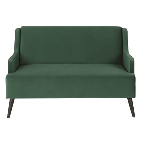 Canapés et fauteuils Canapés droits | Canapé 2 places en velours vert - QP42706