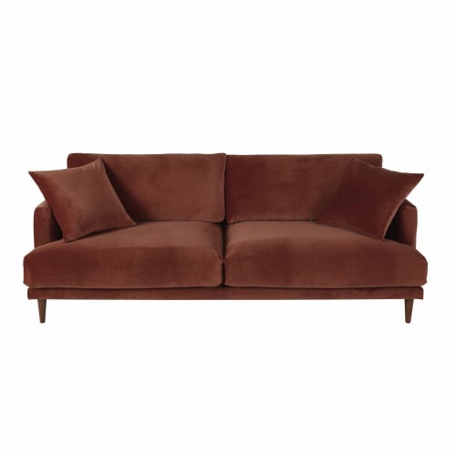 Canapé 3 Places En Velours Terracotta Raoul Maisons Du Monde 3 Places En Velours Terracotta Raoul