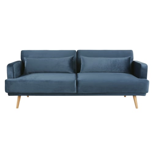 Canapés et fauteuils Clic-clac | Canapé clic-clac 3 places en velours bleu foncé - WJ81433