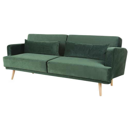 Canapés et fauteuils Clic-clac | Canapé clic-clac 3 places en velours vert - SQ93503