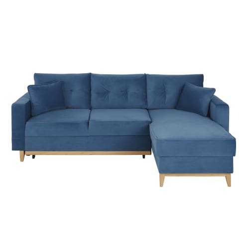 Canape D Angle Convertible 4 5 Places Bleu Brooke Maisons Du Monde