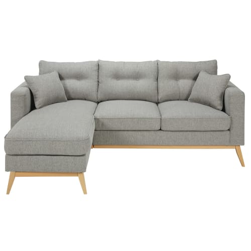 Canapé d'angle style scandinave 4/5 places gris clair
