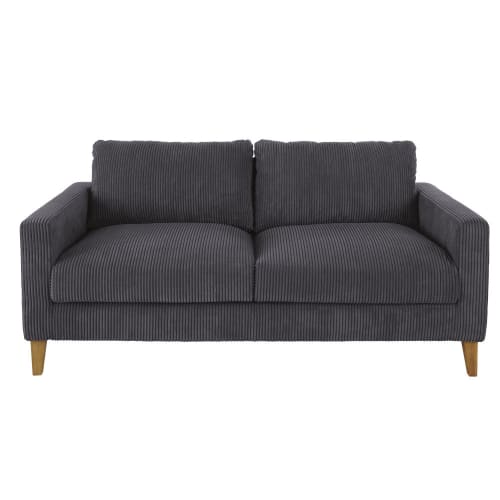 Canapés et fauteuils Canapés droits | Canapé-lit 3 places en velours côtelé gris anthracite - VH13713
