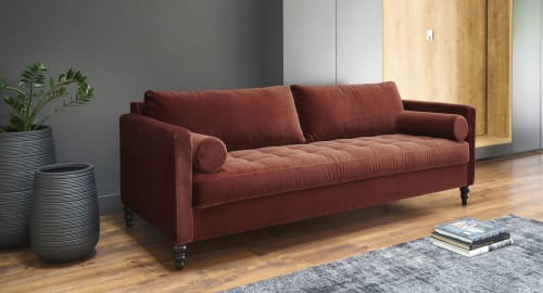 Canapé Lit 3 Places En Velours Terracotta Malik Maisons Du Monde Places En Velours Terracotta Malik