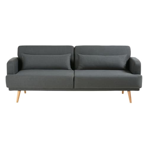 Canape Lit 3 Places En Velours Bleu Elvis Maisons Du Monde