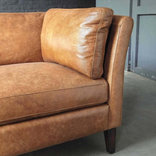 canape vintage 2 3 places en cuir camel prescott maisons du monde