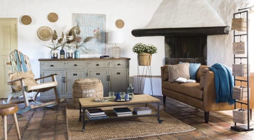 canape vintage 2 3 places en cuir camel prescott maisons du monde