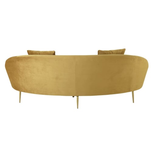 Canape Vintage 3 4 Places En Velours Jaune Glover Maisons Du Monde