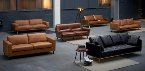 Canape Vintage 3 Places En Cuir Marron Paolo Maisons Du Monde