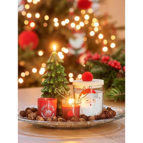 Immagini Candele Di Natale.Candela Di Natale Rossa Vasetto In Vetro Cervo Con Pompon Maisons Du Monde