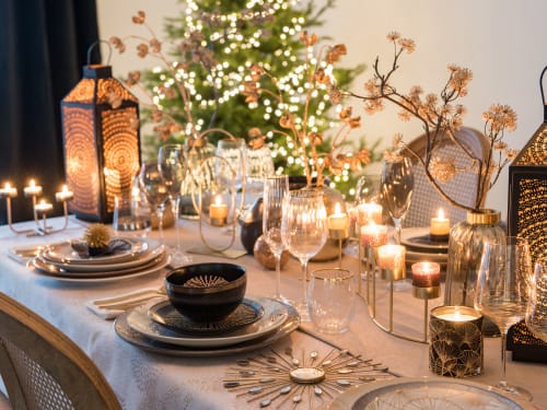 Queta bianco Natale portacandele in metallo set di 3 candelabri ovali decorazione per compleanno 