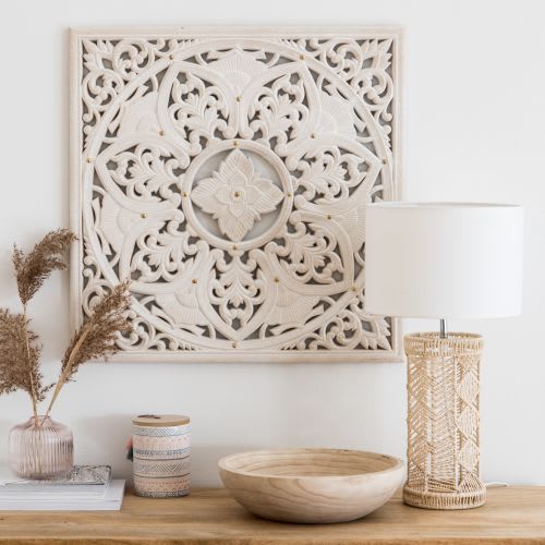 Carved Cream Wall Art 60x60 Pallani Maisons du Monde