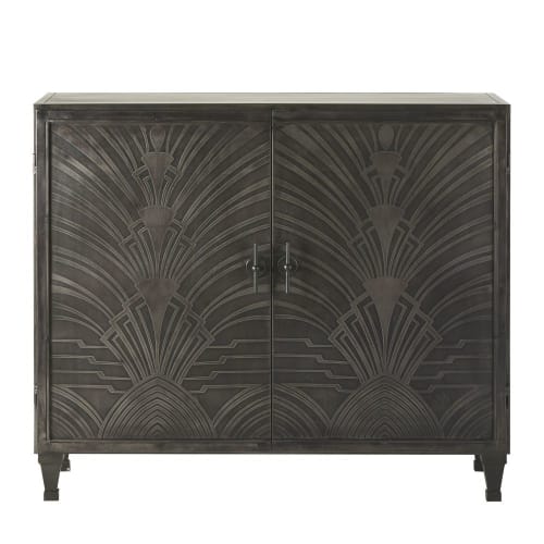Furniture Sideboards | Carved Matte Black Metal 2-Door Sideboard - KQ19388
