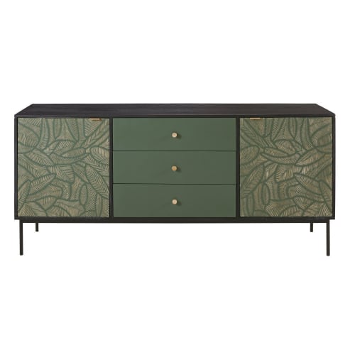 Furniture Sideboards | Carved Solid Green Mango Wood 2-Door 3-Drawer Sideboard - HC55504