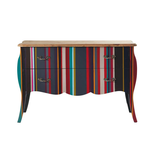 cassettone multicolore a righe in legno l 120 cm neon multicolore 120x80x48cm maisons du monde