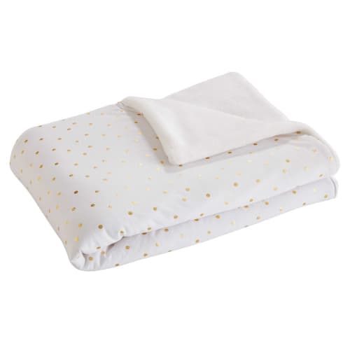CASTILLE White Baby Blanket with Gold Polka Dots 100 x 75 cm