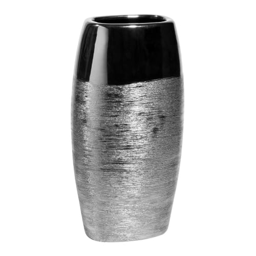 Decor Vases | Ceramic almond-shaped vase in silver H 34cm - ND96355