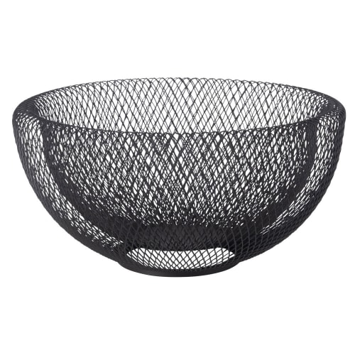 Filo di metallo geometrico nero decorativo Storage/display cesto portafrutta Cesto di Frutta Forma di Nido Cromato Bianco 