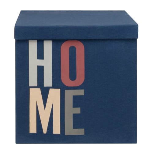 Cesto de almacenaje de tela en azul marino estampada Home | Maisons du