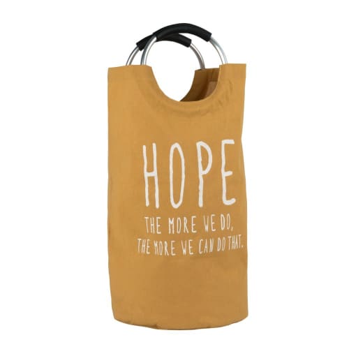 Cesto para la ropa en amarillo mostaza con estampado blanco | Maisons